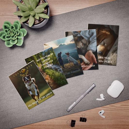 Christian Birthday Card Set – Encouragement & Faith-Inspired Cards for Dog Lovers (Set of 5)