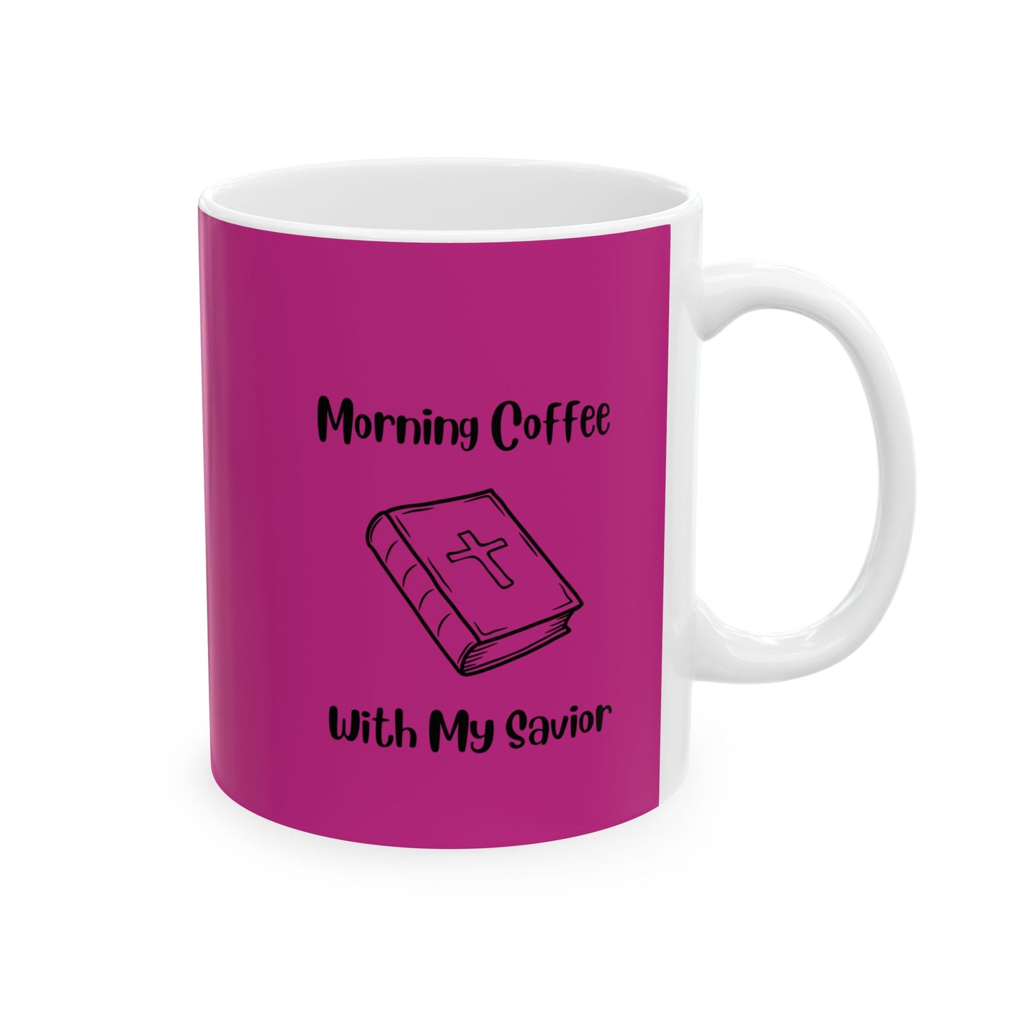 Pink Inspirational Ceramic Mug - Morning Coffee with My Savior - Psalm 119:105