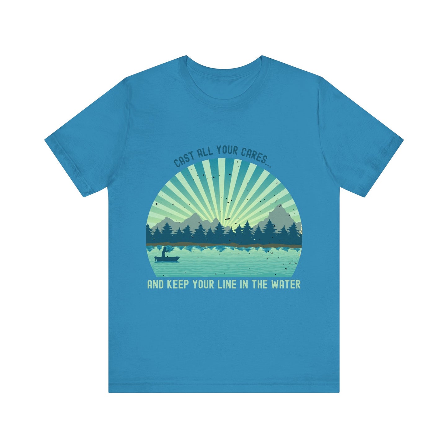 "Cast All Your Cares and Keep Your Line in the Water" – Retro Fishing Faith T-Shirt | Inspirational Tee