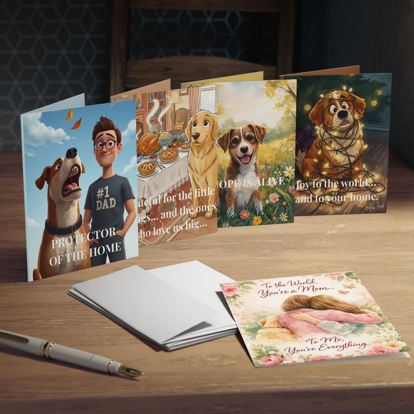 Faith-Based Holiday Card Set | Christian Greeting Cards for Every Season | Dog Lover Encouragement Card Bundle (5-Pack)