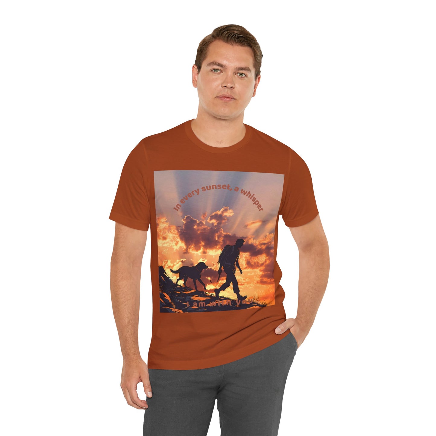 Never Walk Alone T-Shirt | Christian Hiking Sunset Tee | Joshua 1:9 + Matthew 28:20 Inspired