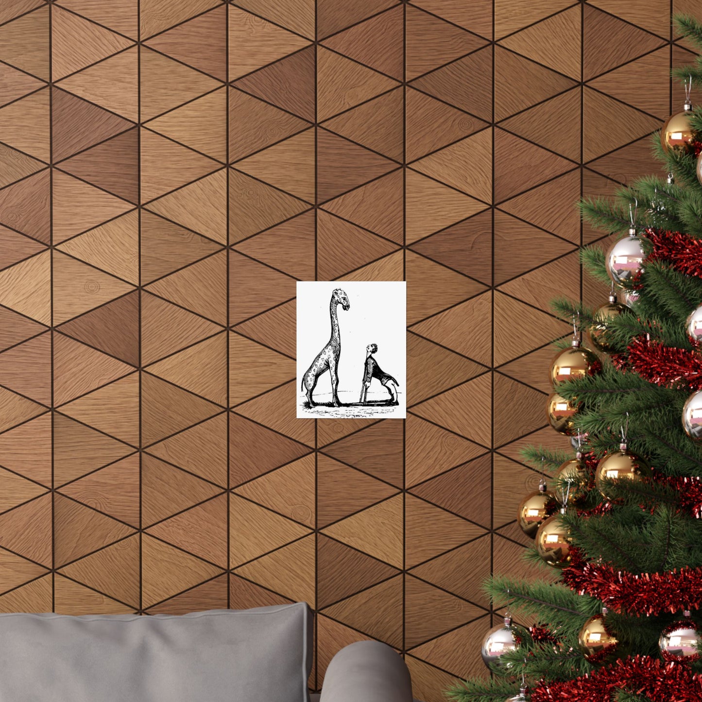Whimsical Giraffe & Boy Poster - Unique Matte Vertical Art for Playful Decor