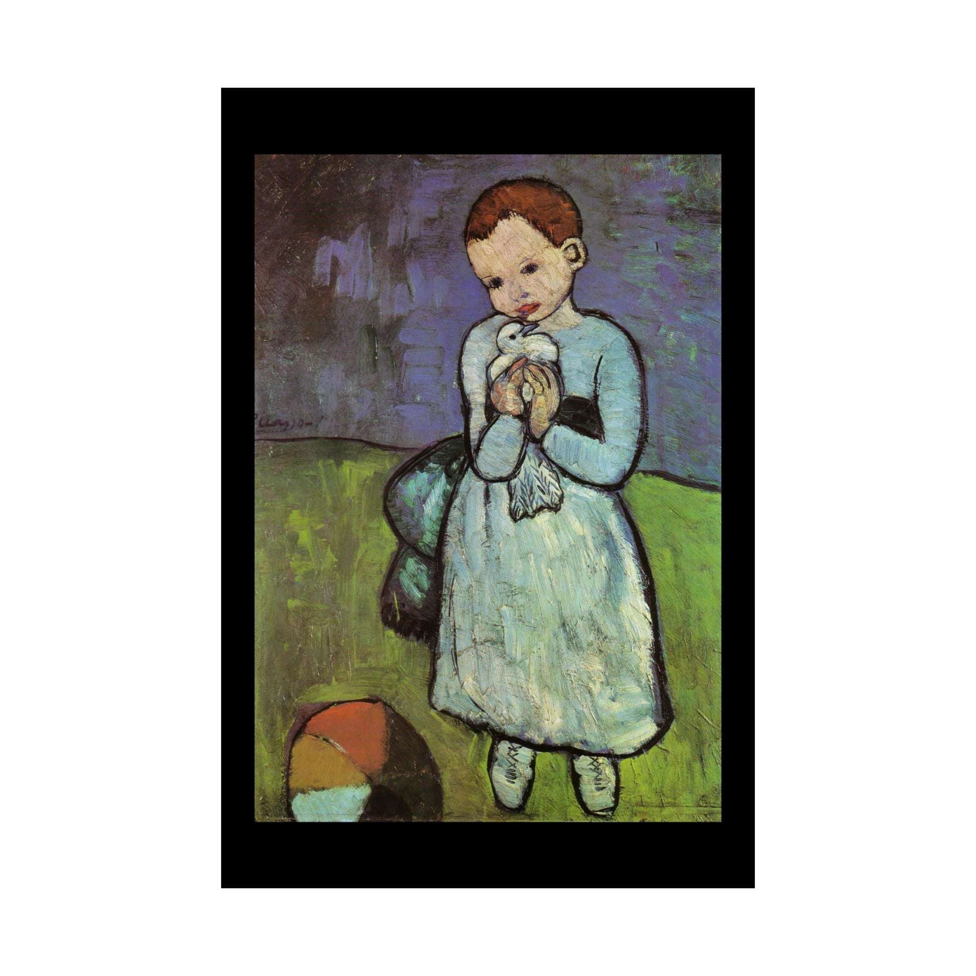Pablo Picasso 1901 "Child with a Dove" Canvas Painting - A Rare Public Domain Masterpiece Applied to Museum Quality Poster Paper