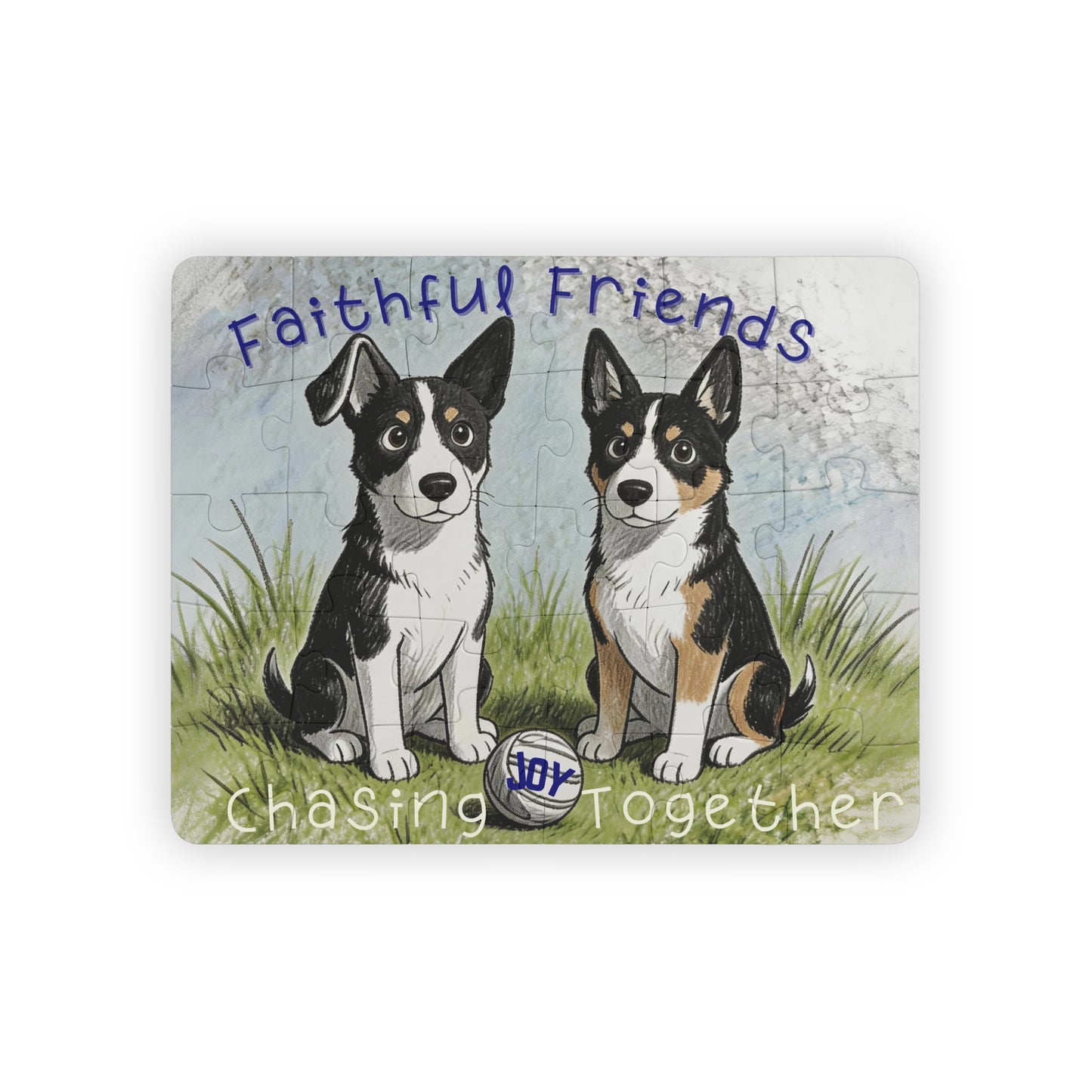 Christian Kids Puzzle – Faithful Friends Dog Artwork – Faith Based Family Puzzle – Inspirational Christian Gift for Children