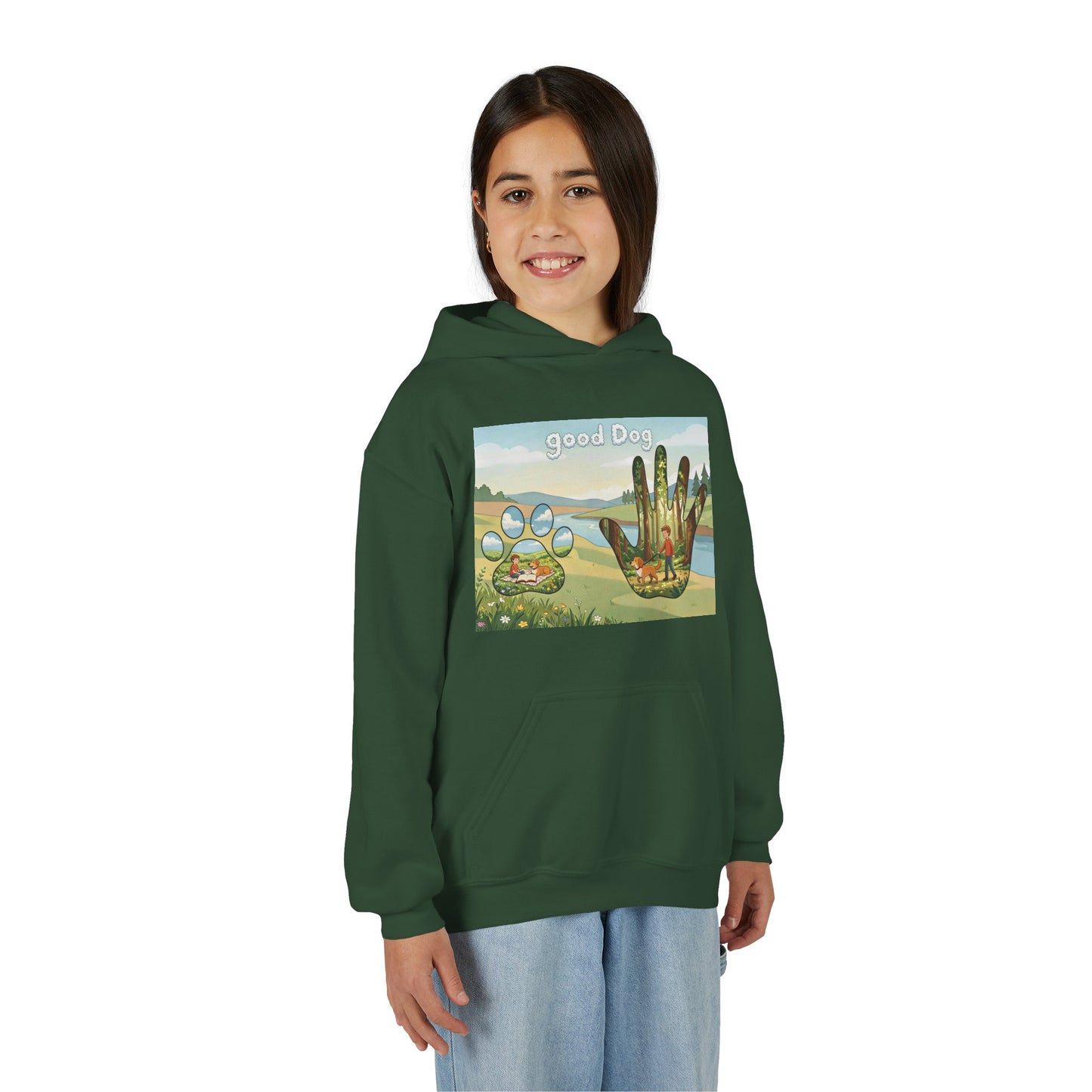 Good Dog Kids Hooded Sweatshirt – Faith Based Dog Graphic Sweatshirt – Kid Created Collection – Boy or Girl