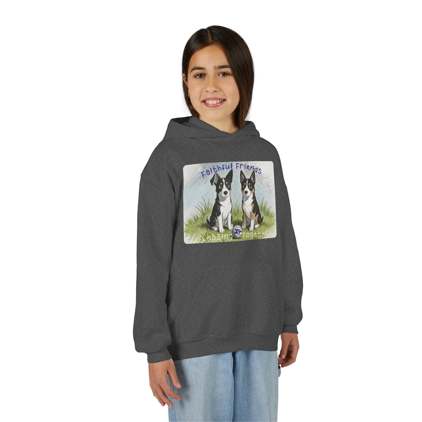 Faithful Friends Youth Christian Hooded Sweatshirt | Kids Faith Based Dog Hoodie
