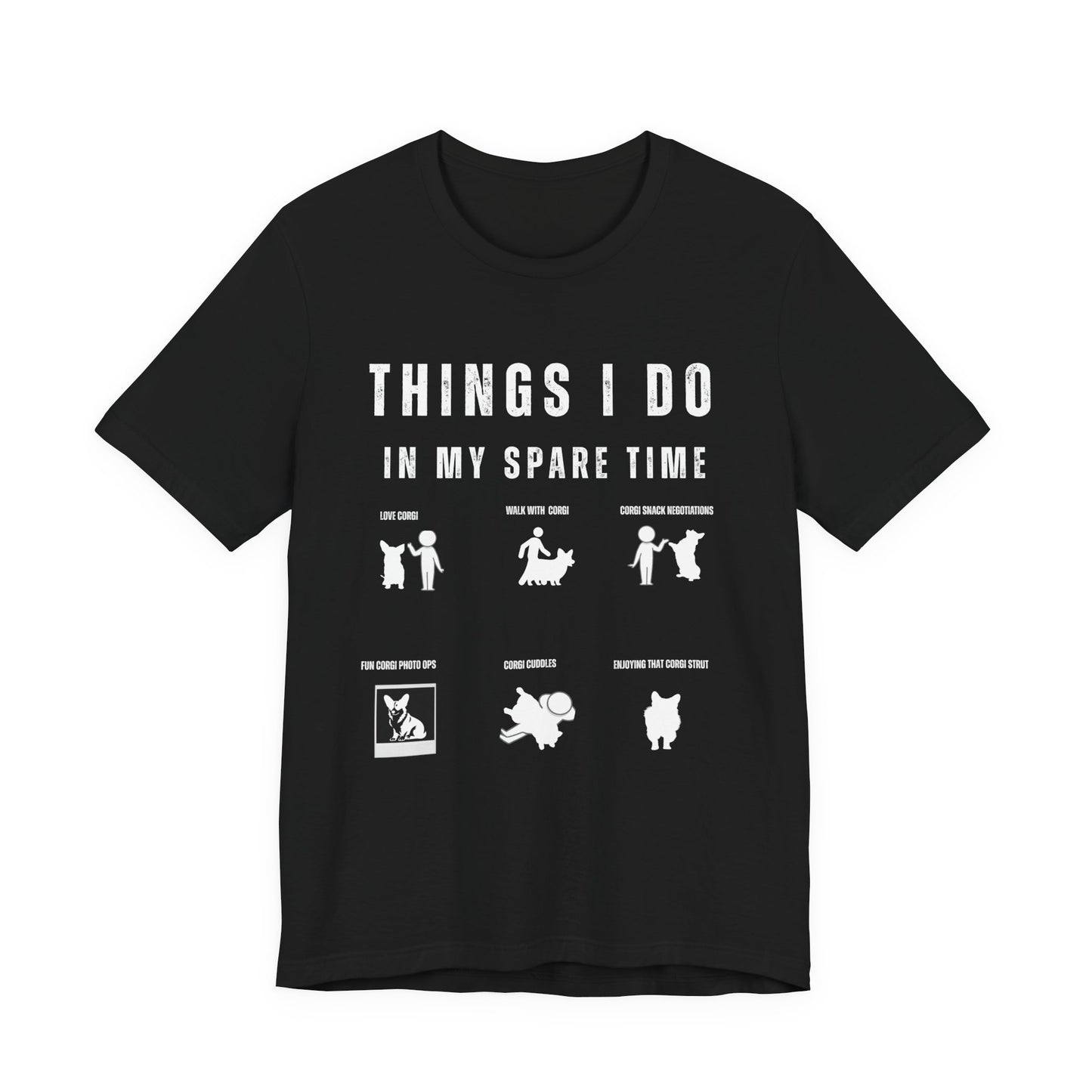 Things I Do in My Spare Time Corgi T-Shirt | Funny Dog Lover Tee | White Silhouette Style