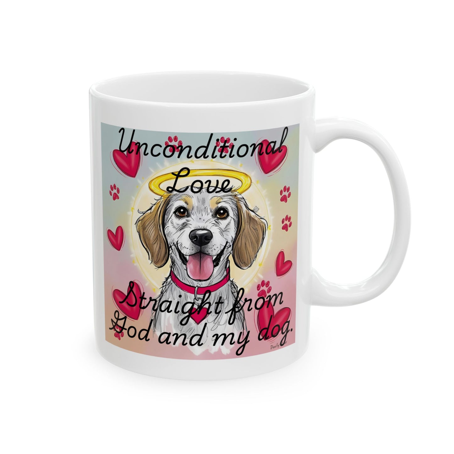 Faith & Dog Lover Mug – "Unconditional Love from God and My Dog" | Heart Design Gift for Pet Owners