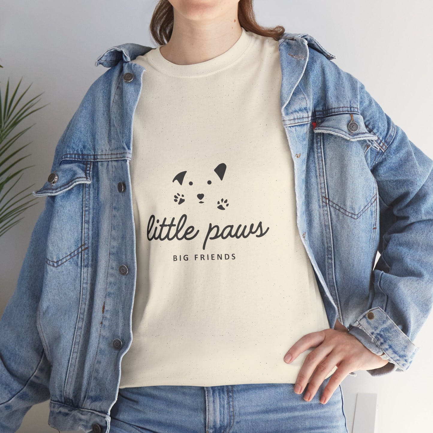 Unisex Heavy Cotton Tee - 'Little Paws, Big Friends' - Perfect for Animal Lovers and Pet Owners