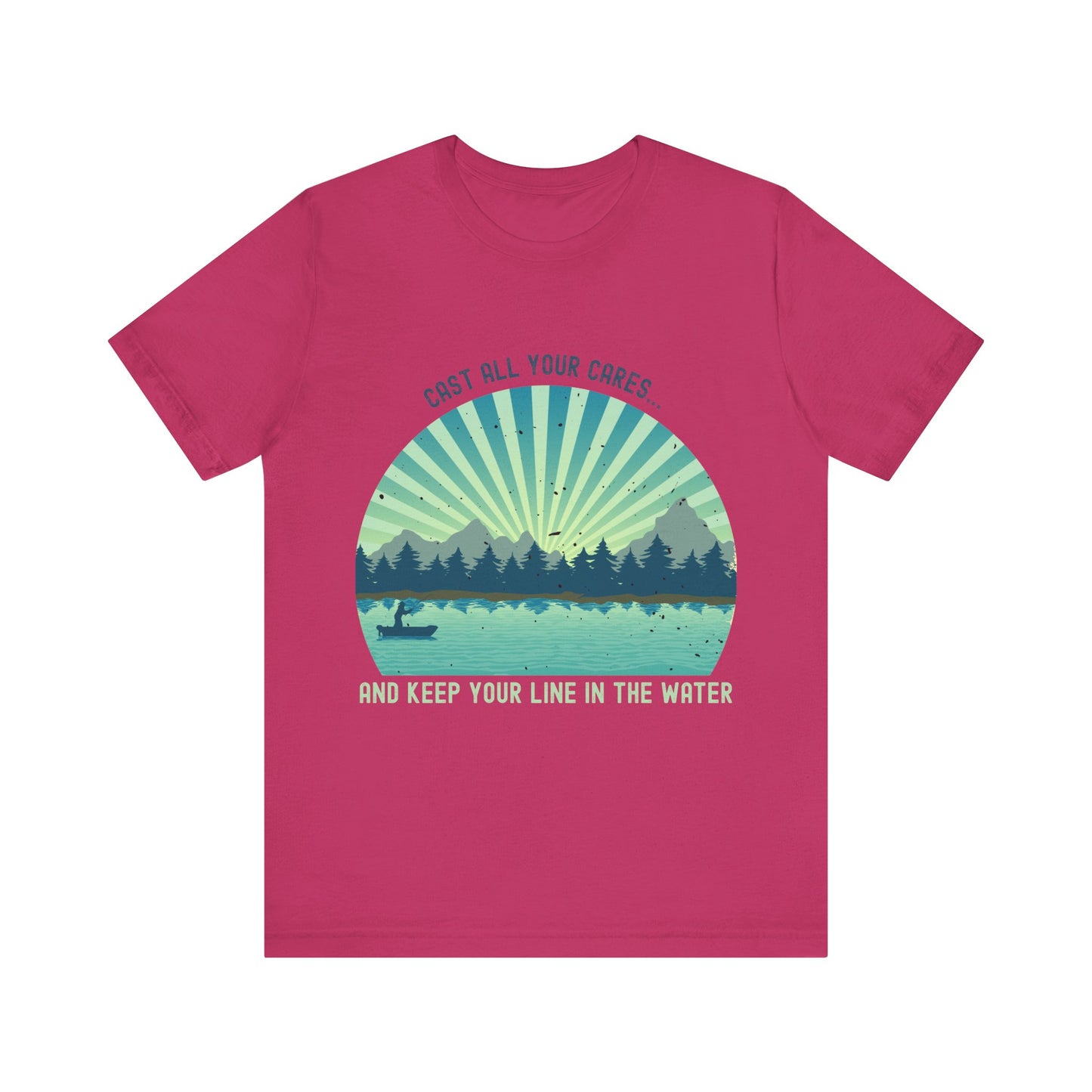"Cast All Your Cares and Keep Your Line in the Water" – Retro Fishing Faith T-Shirt | Inspirational Tee