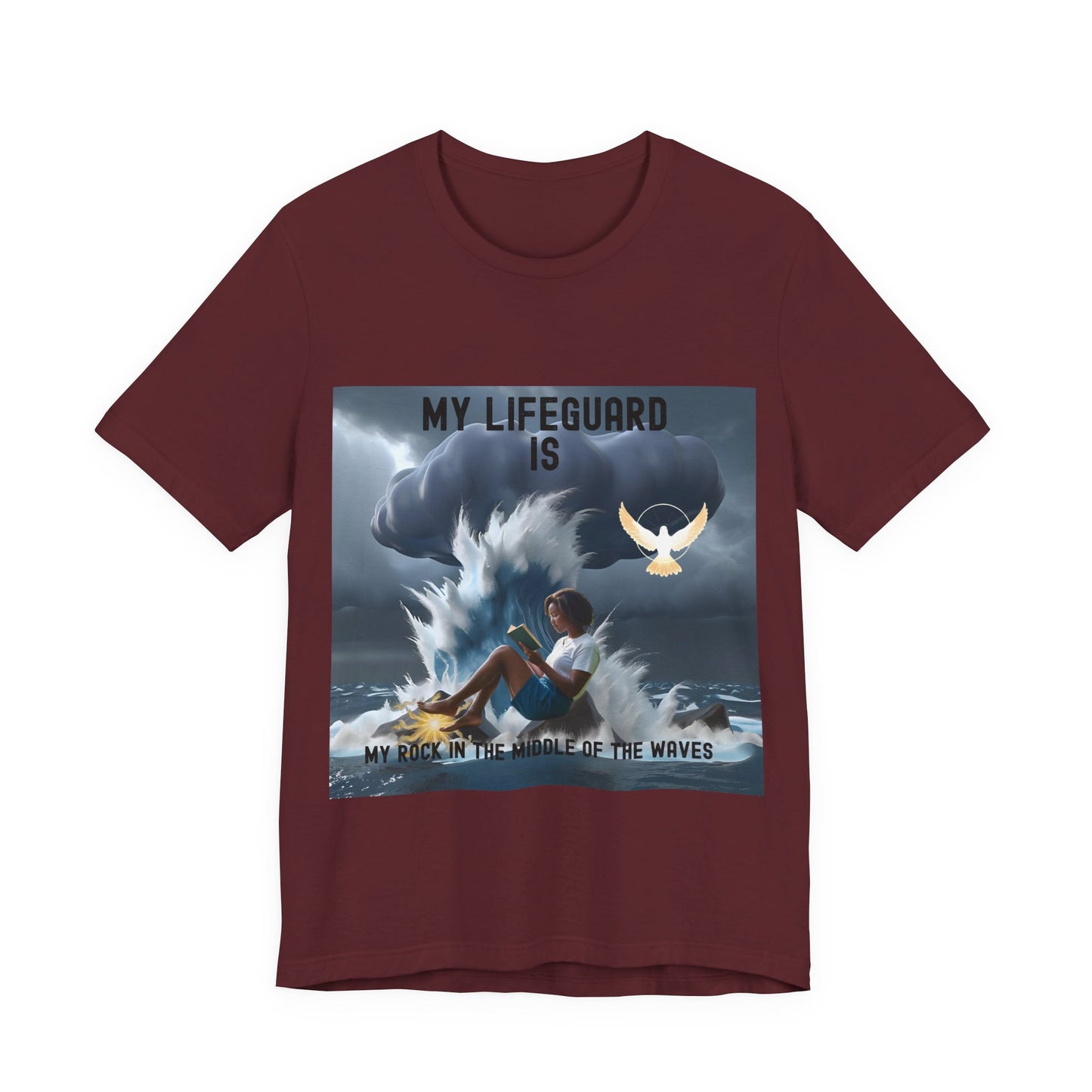 Jesus, Our Lifeguard is Our Rock Unisex Jersey T-Shirt – Find Strength in Life’s Storms