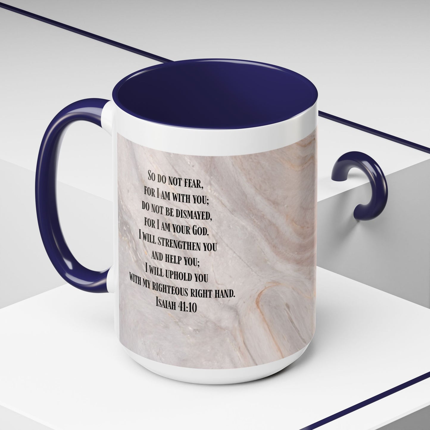 Isaiah 41:10 Encouragement Mug – Christian Scripture Coffee Cup with Wraparound Textured Design – Faith & Strength Gift in Multiple Accent Colors
