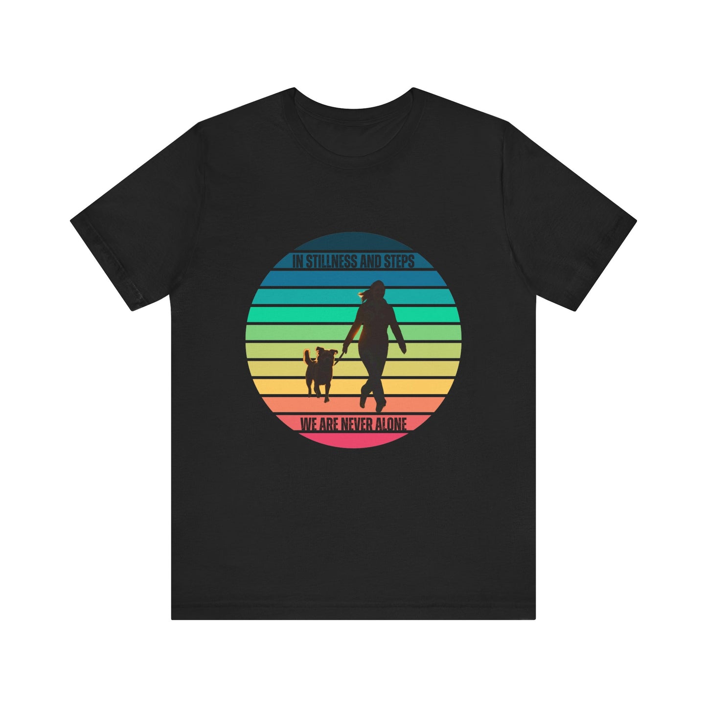 Be Still and Walk: Christian Dog Lover T-Shirt | Psalm 23 Inspired Sunset Silhouette