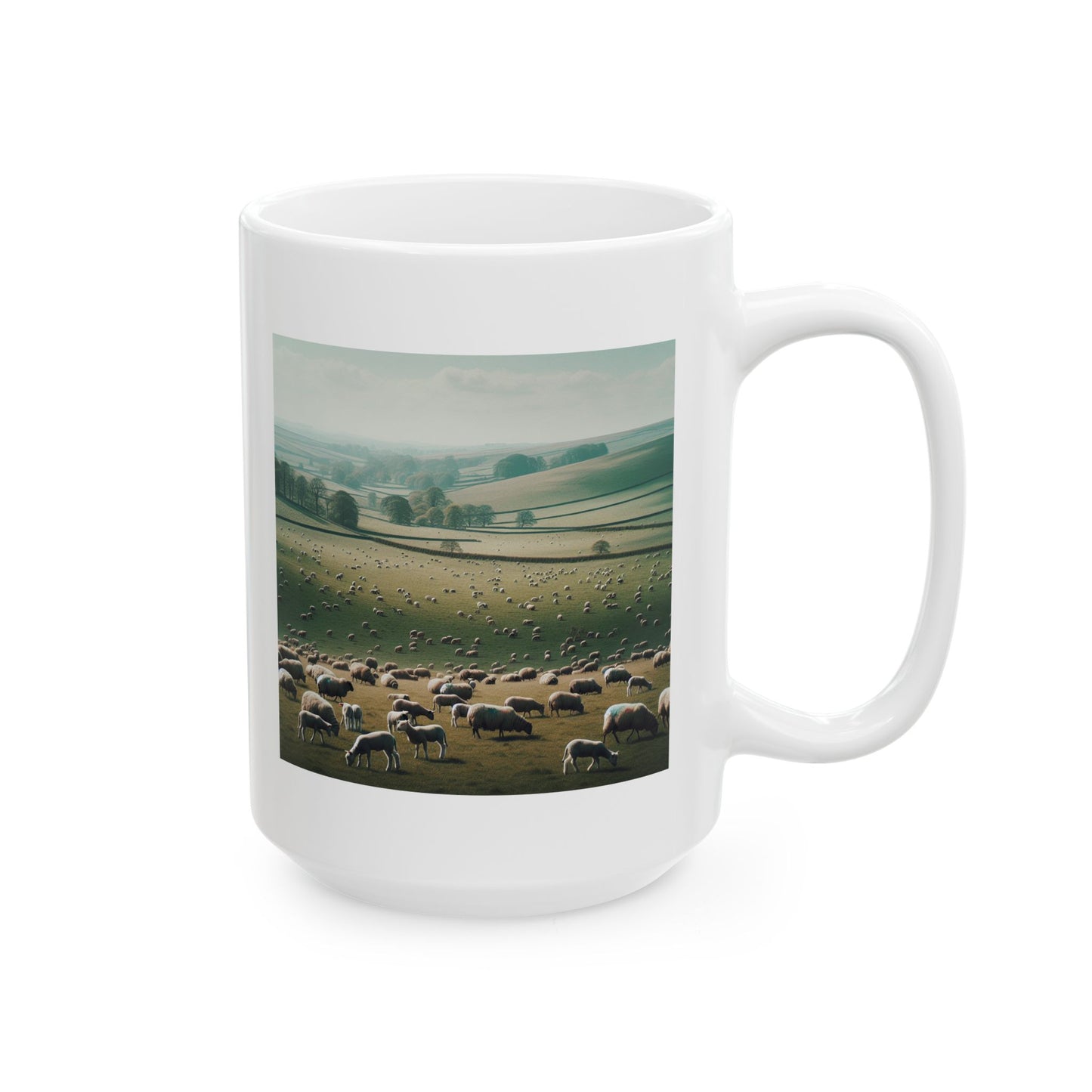 Inspirational Bible Verse Mug - The Lord is My Shepherd - Psalm 23 Christian Motivational Mug - Sheep in the Pasture