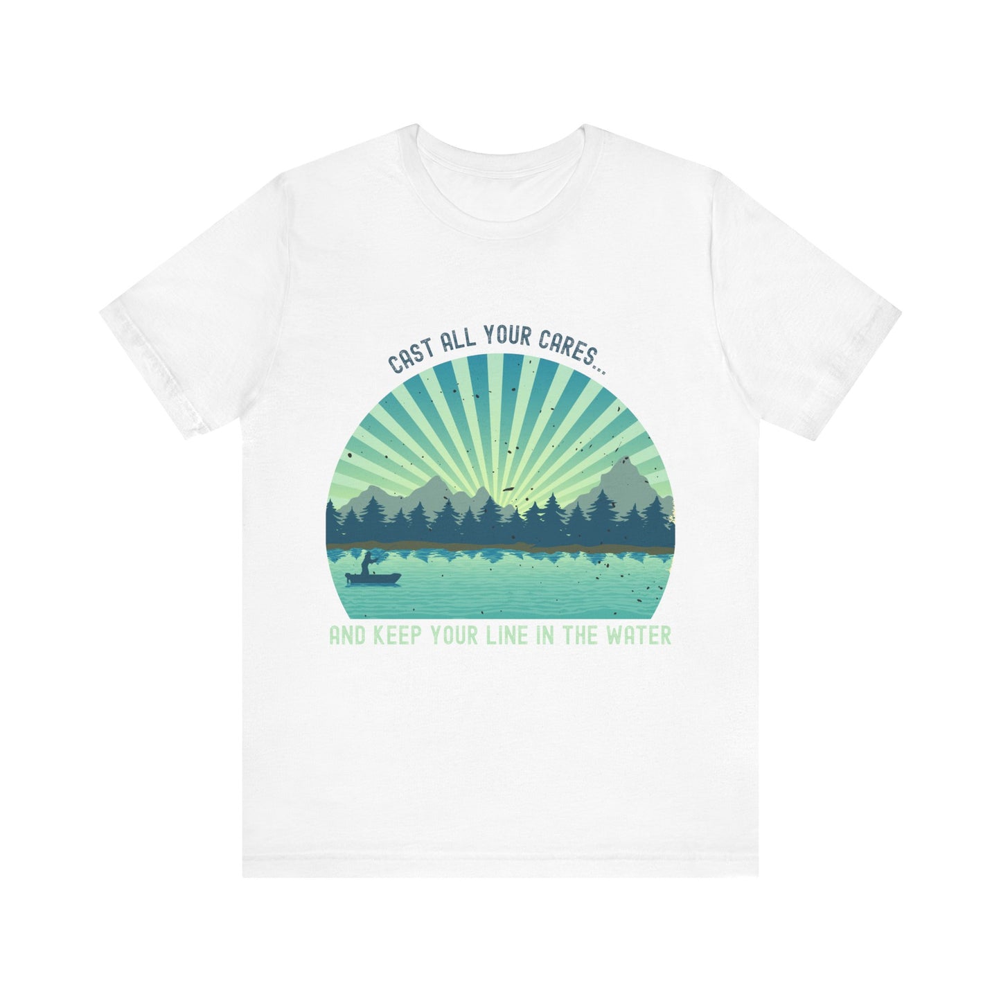 "Cast All Your Cares and Keep Your Line in the Water" – Retro Fishing Faith T-Shirt | Inspirational Tee