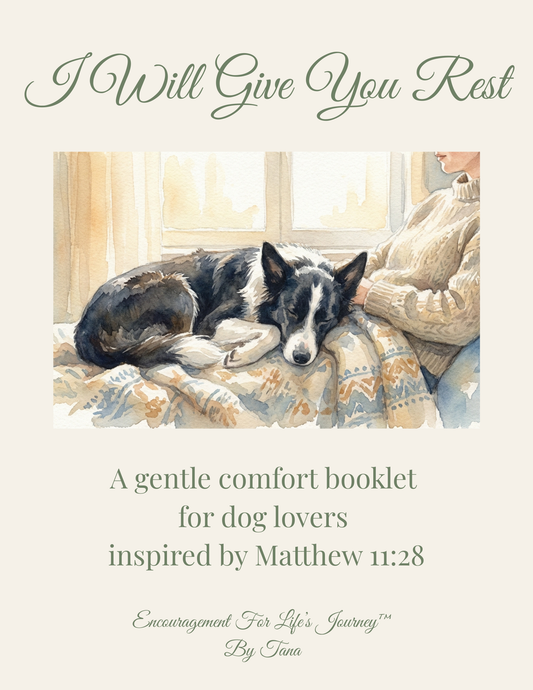 I Will Give You Rest – Matthew 11:28 | Gentle Christian Comfort Download with Dog Watercolor Art
