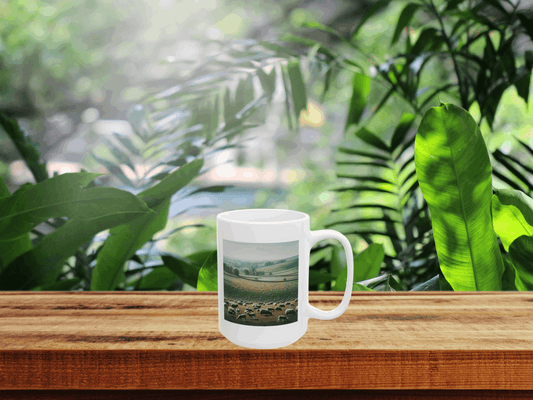 Inspirational Bible Verse Mug - The Lord is My Shepherd - Psalm 23 Christian Motivational Mug - Sheep in the Pasture