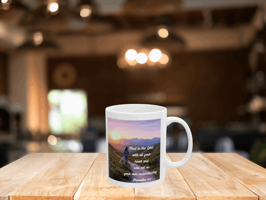 Inspirational Proverbs 3:5-6 Mug - Christian Coffee Mug Gift