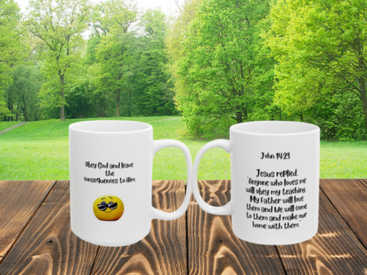 "Just Obey God" Christian Mug – Faith Quote from John 14:23 | Inspirational Bible Verse Gift