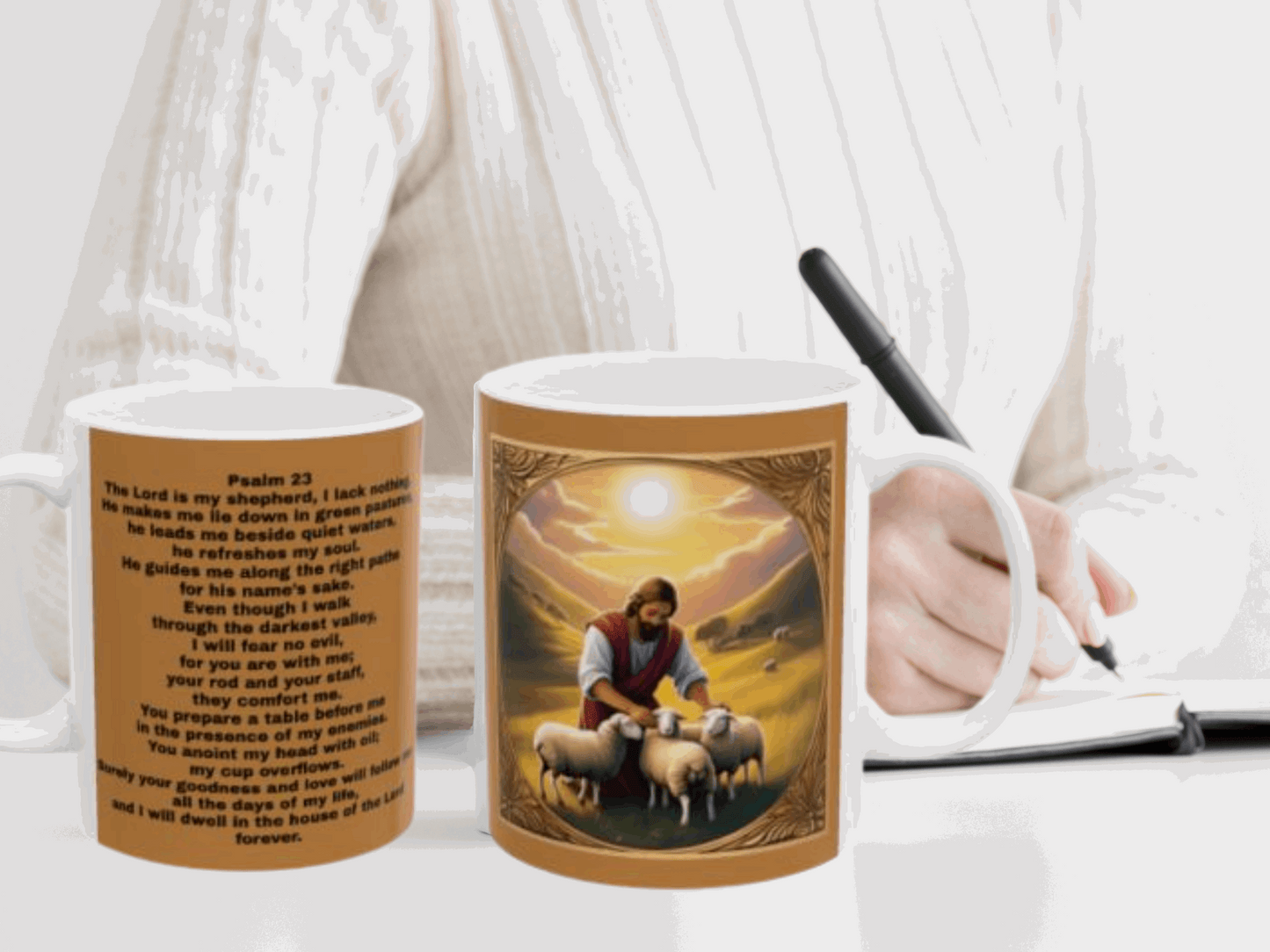 Inspirational Bible Verse Mug - The Lord is My Shepherd - Psalm 23 Christian Motivational Mug