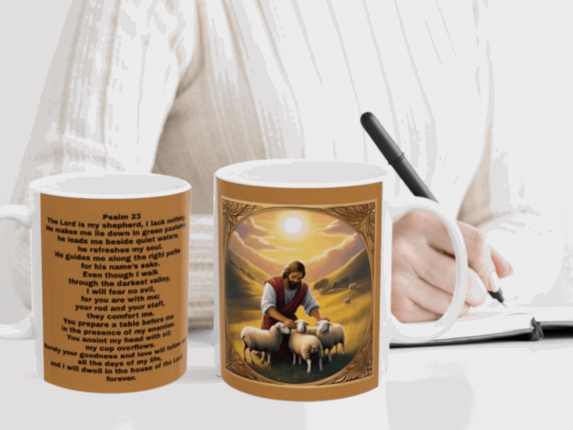 Inspirational Bible Verse Mug - The Lord is My Shepherd - Psalm 23 Christian Motivational Mug