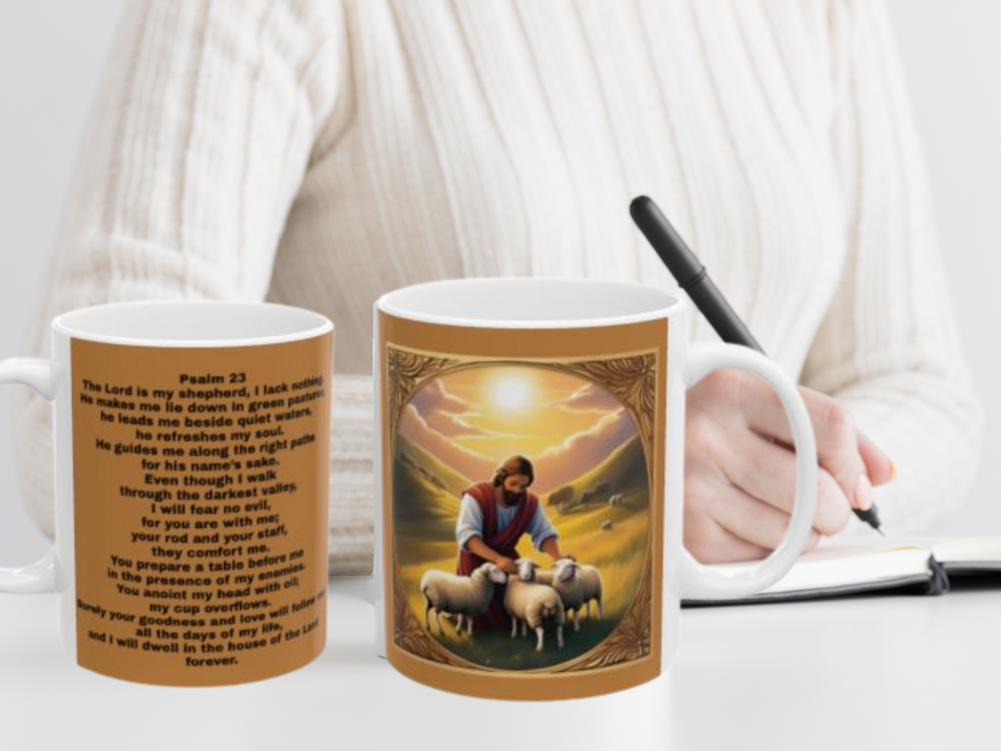 Inspirational Bible Verse Mug - The Lord is My Shepherd - Psalm 23 Christian Motivational Mug
