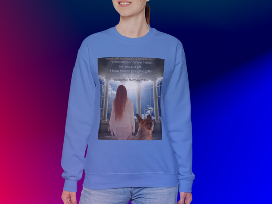Heartfelt Sweatshirt: Person & Dog Looking to Heaven - Emotional Question to God | Dog Lovers Gift