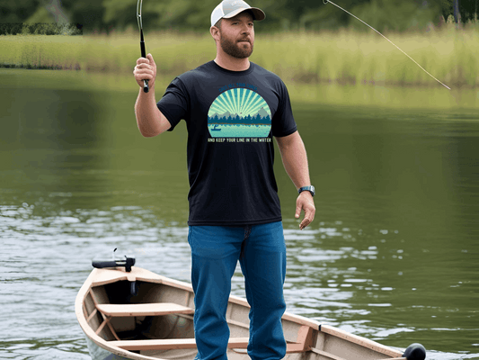 "Cast All Your Cares and Keep Your Line in the Water" – Retro Fishing Faith T-Shirt | Inspirational Tee