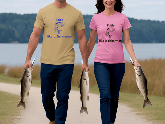 Faith Like a Fisherman T-Shirt – Christian Fish Black print Design Unisex Tee