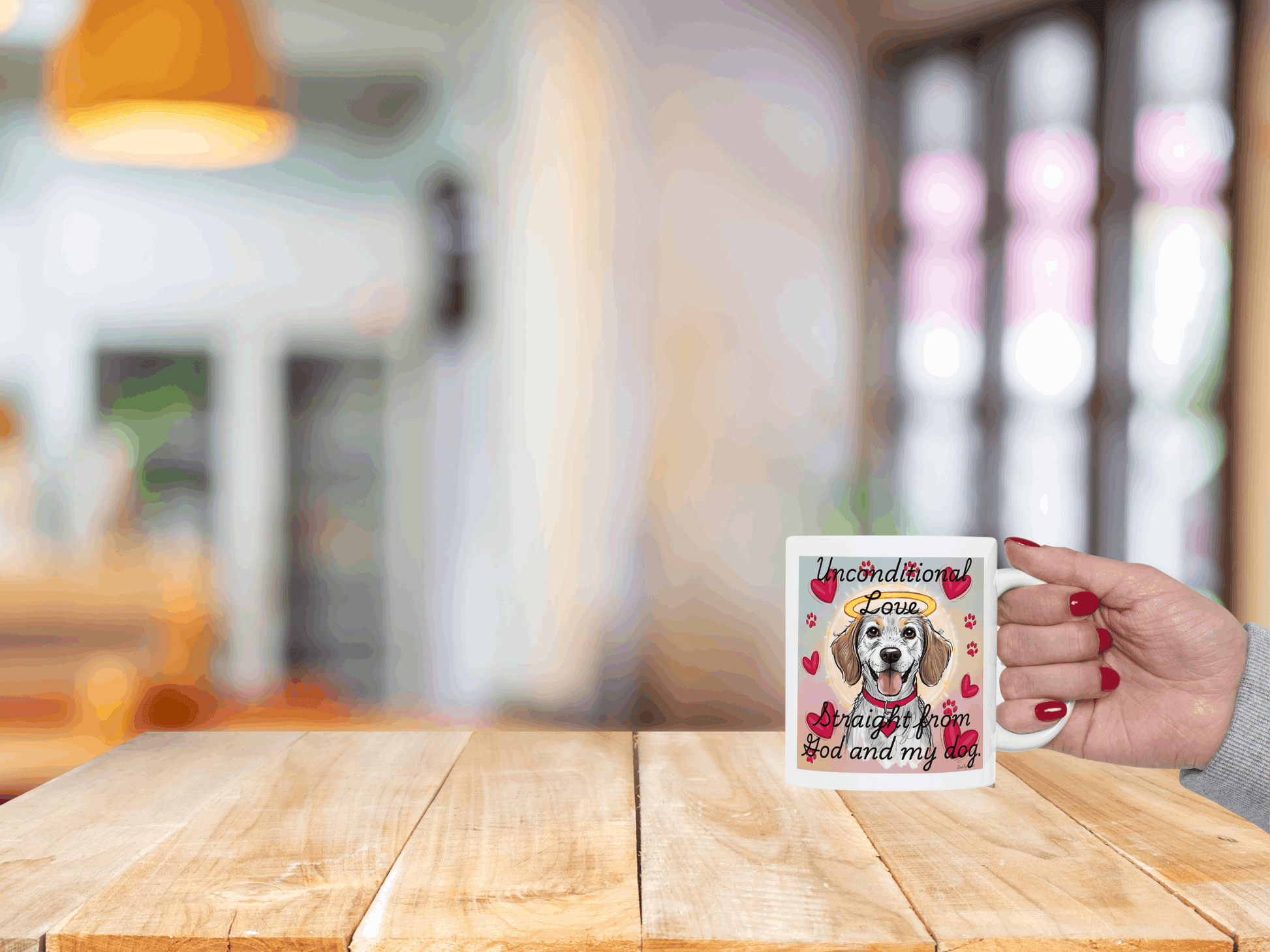 Faith & Dog Lover Mug – "Unconditional Love from God and My Dog" | Heart Design Gift for Pet Owners