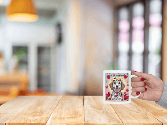 Faith & Dog Lover Mug – "Unconditional Love from God and My Dog" | Heart Design Gift for Pet Owners