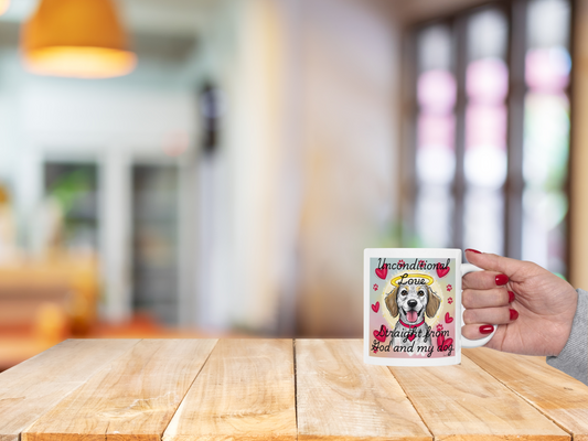 Faith & Dog Lover Mug – "Unconditional Love from God and My Dog" | Heart Design Gift for Pet Owners