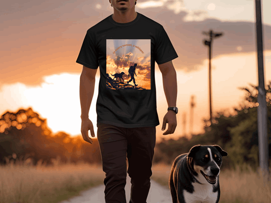 Never Walk Alone T-Shirt | Christian Hiking Sunset Tee | Joshua 1:9 + Matthew 28:20 Inspired