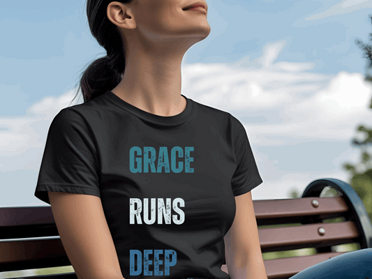 Grace Runs Deep T-Shirt | Vintage Christian Typography Tee | Ephesians 2:8 Inspired