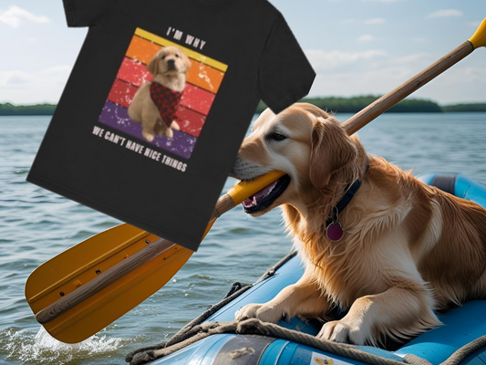 Retro Golden Retriever T-Shirt – “I’m Why We Can’t Have Nice Things” Funny Vintage Dog Lover Tee