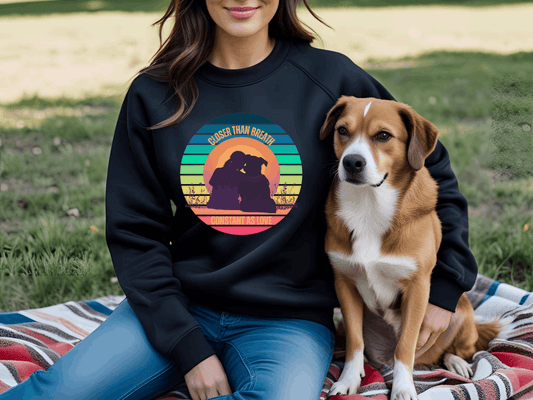 Retro Christian Dog Owner Sweatshirt – "Closer Than Breath"