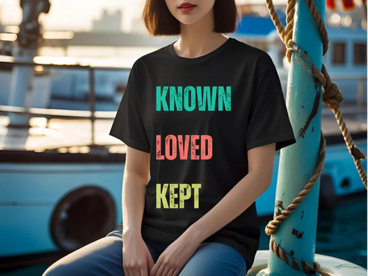 Known Loved Kept T-Shirt | Vintage Christian Typography Tee | Psalm 139 & Jude 1:1 Inspired
