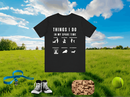 Things I Do in My Spare Time Dachshund T-Shirt | Funny Wiener Dog Tee | White Silhouette Dog Lover Style