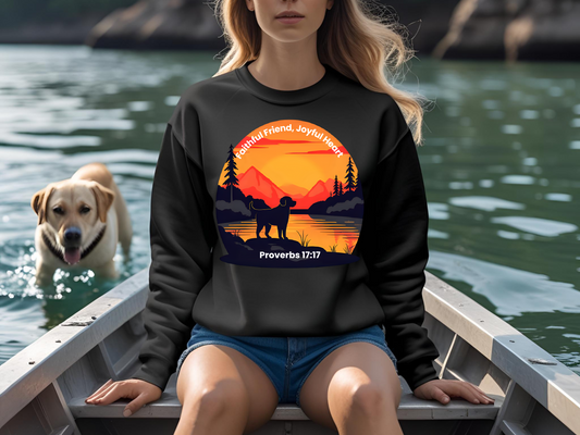 Faithful Friend, Joyful Heart – Proverbs 17:17 Sunrise Labrador Sweatshirt