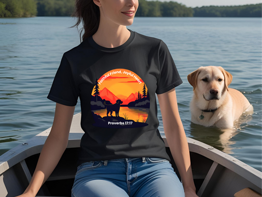 Faithful Friend, Joyful Heart – Proverbs 17:17 Sunrise Labrador Unisex T-Shirt