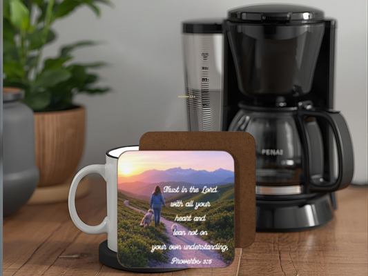 Proverbs 3:5 Bible Verse Coaster – Trust in the Lord | Christian Dog Walk Path Design