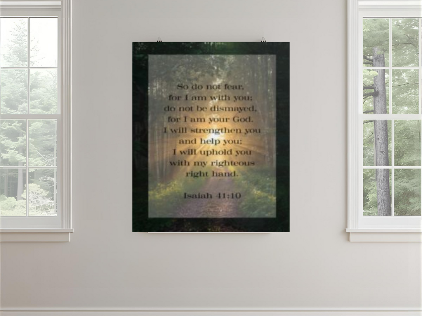 Bible Verse Wall Art Forest and Isaiah 41:10
