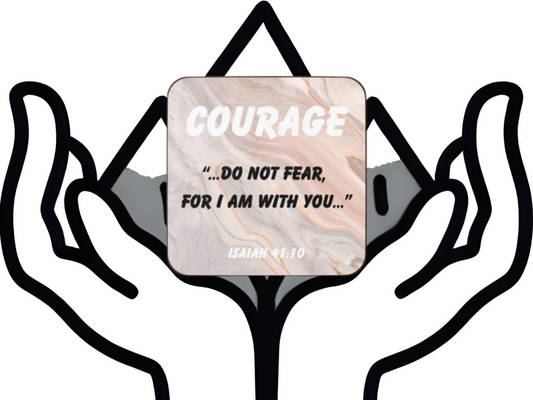 Courage Christian Coaster – Isaiah 41:10 Bible Verse Drink Coaster – Inspirational Scripture Gift with Textured Design