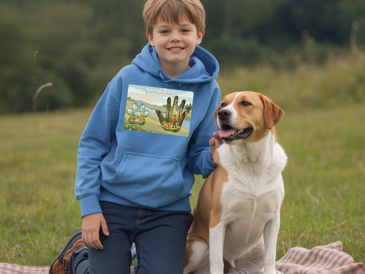 Good Dog Kids Hooded Sweatshirt – Faith Based Dog Graphic Sweatshirt – Kid Created Collection – Boy or Girl