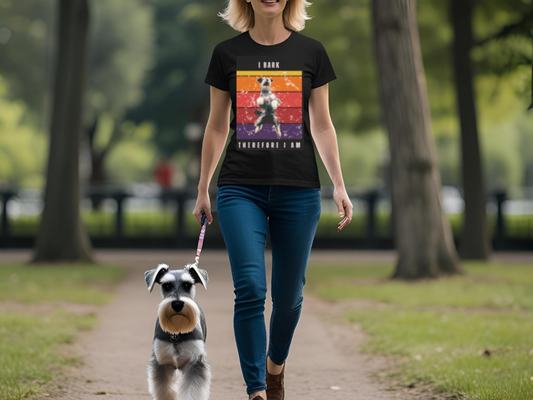 Retro Miniature Schnauzer T-Shirt – “I Bark Therefore I Am” Funny Vintage Dog Lover Tee