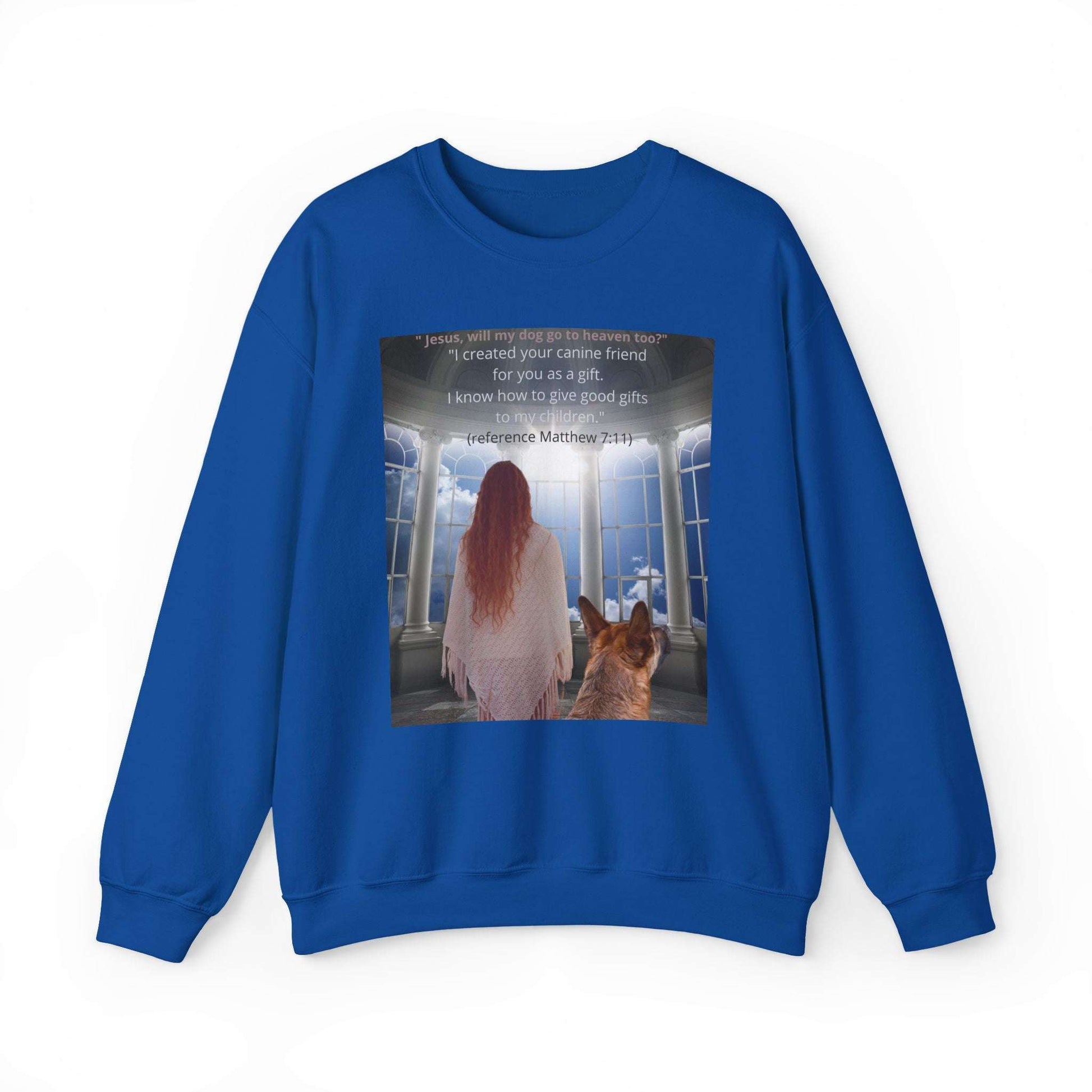 Heartfelt Sweatshirt: Person & Dog Looking to Heaven - Emotional Question to God | Dog Lovers Gift
