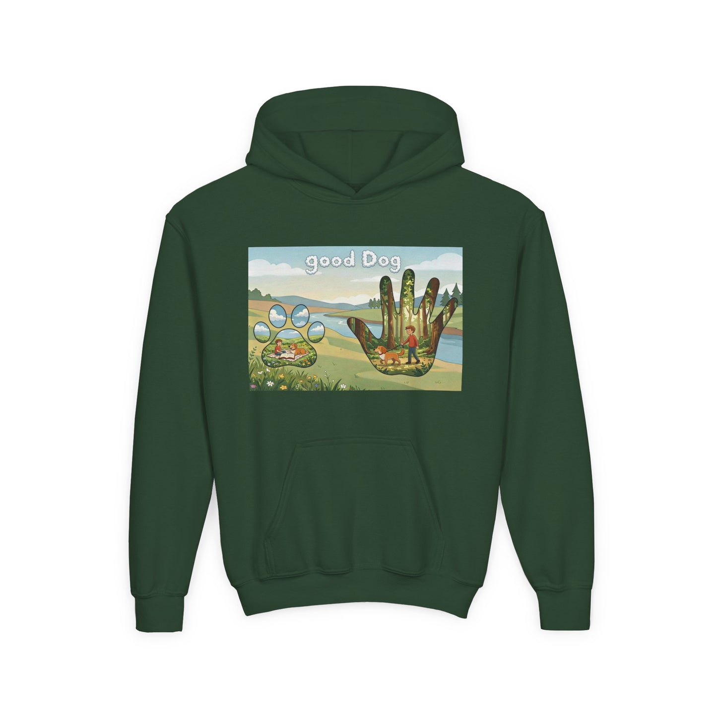 Good Dog Kids Hooded Sweatshirt – Faith Based Dog Graphic Sweatshirt – Kid Created Collection – Boy or Girl