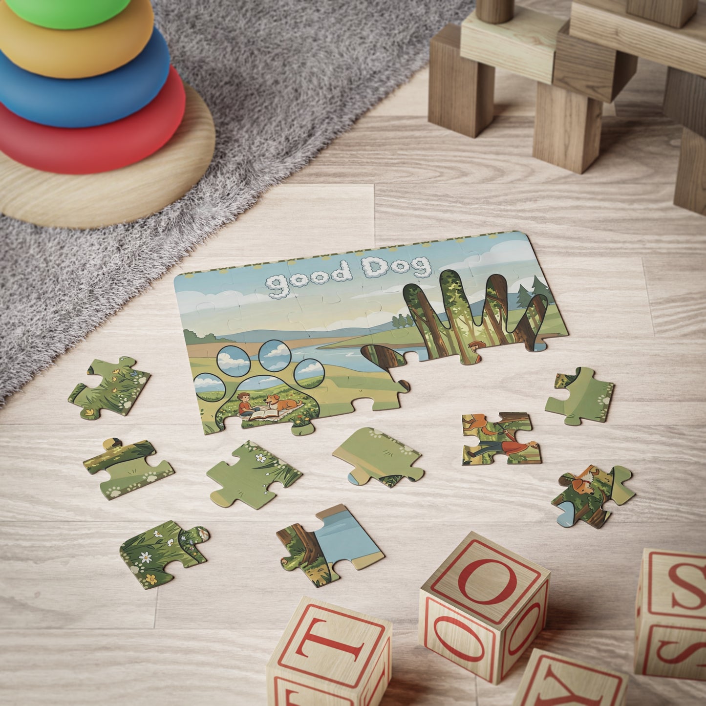 Christian Kids Dog Puzzle – Faith Based Good Dog Artwork – Christian Gift for Kids – Inspirational Dog Lover Puzzle