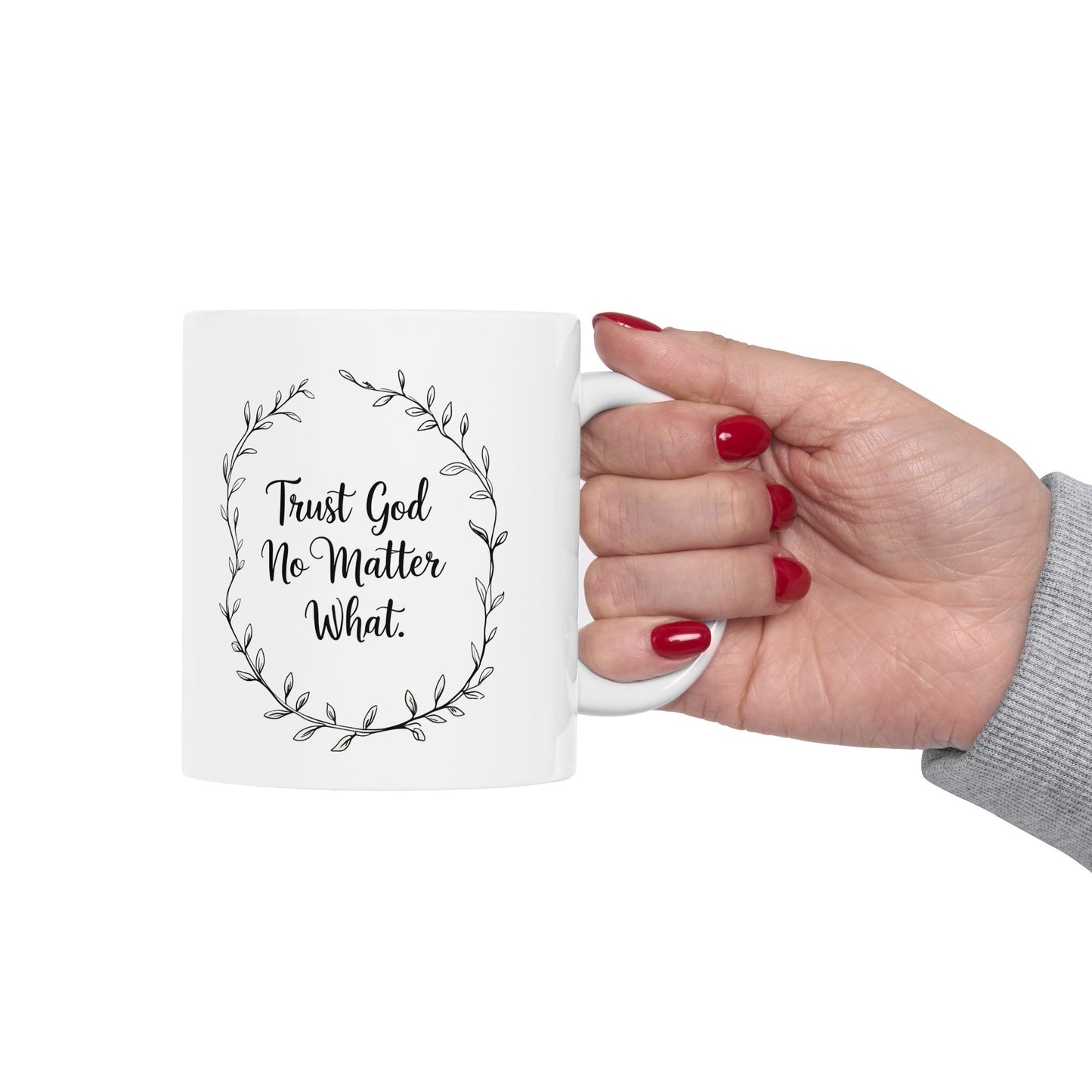 "Trust in God Ceramic Mug – Inspirational Christian Mug, Faith Over Fear, Encouragement Gift for Believers"