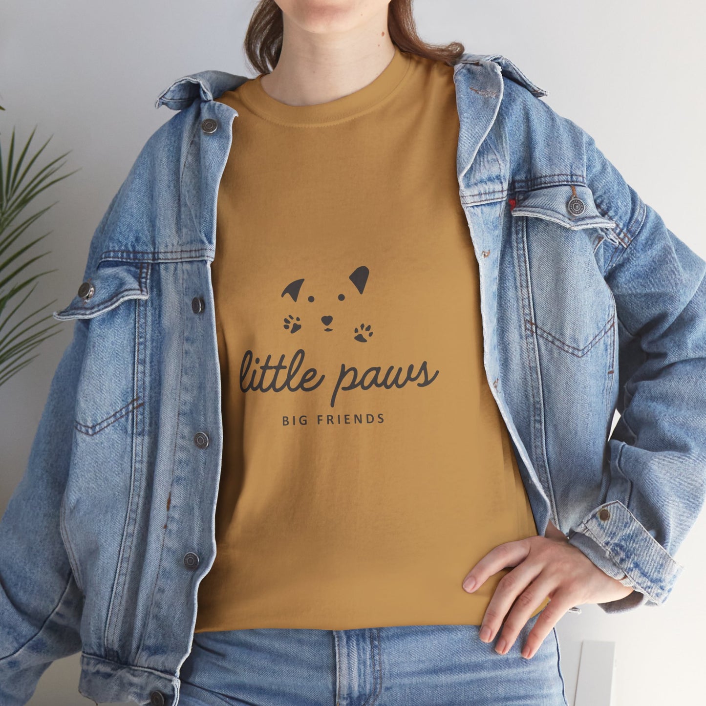Unisex Heavy Cotton Tee - 'Little Paws, Big Friends' - Perfect for Animal Lovers and Pet Owners